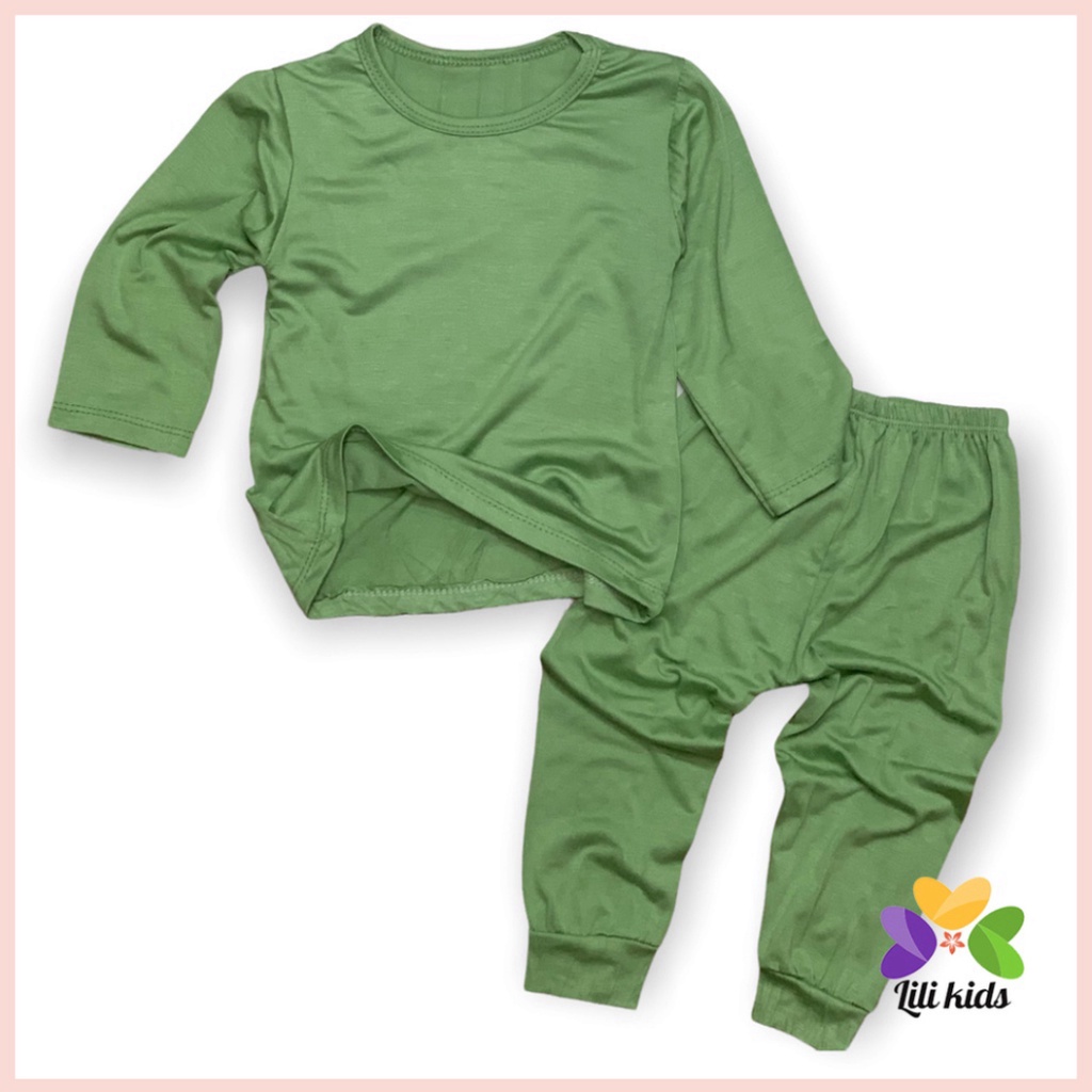 Bộ dài tay cho bé trai bé gái LILIKIDS chất thun lạnh trơn vải mềm mát cho bé BDT09