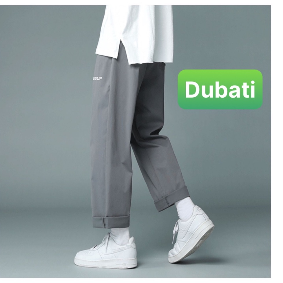Quần baggy nam nữ Unisex ống rộng in chữ AUSSUP - Kiểu quần Kaki Nam Nữ Ống Suông Basic Unisex cao cấp - Dubati fashon