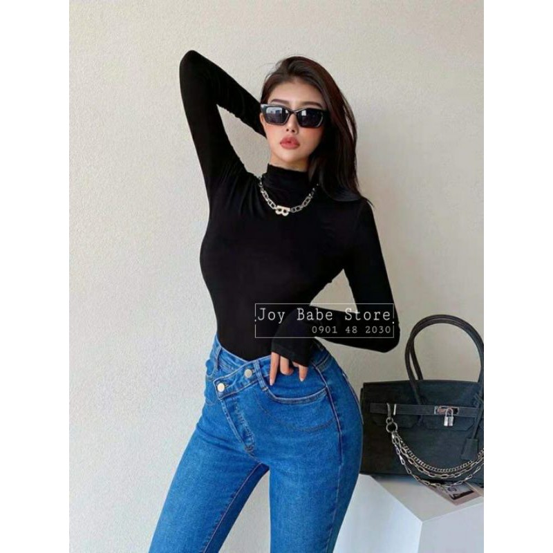 Áo cổ lọ thu đông 🍁 vải xịn JOY BABE 🍂 thun co giãn 4 chiều mịn êm, dày vừa ôm body kiểu, cổ trụ trắng Đà Lạt ATOD 3 -3E