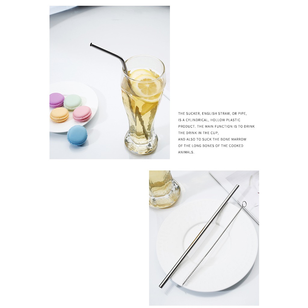 Ống hút kim loại không gỉ tái sử dụng stainless steel straws thân thiện với môi trường Chammart