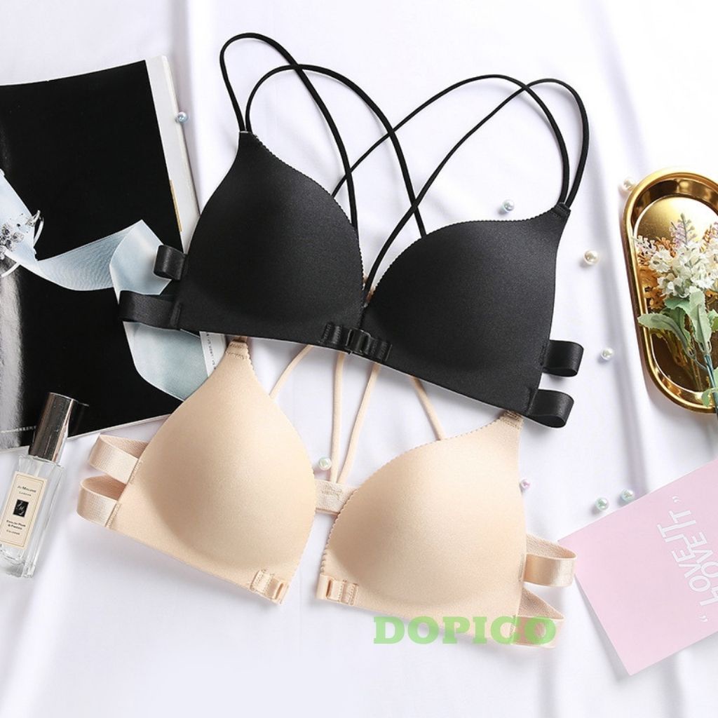 Áo ngực nữ không gọng su cài trước , áo bra nữ 2 dây đệm bàn tay DOPICO B810