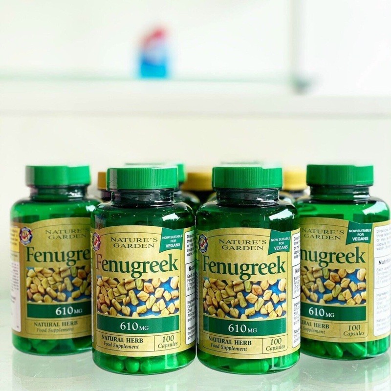 Cỏ lợi sữa Fenugreek 610mg nature's Garden số 1 UK