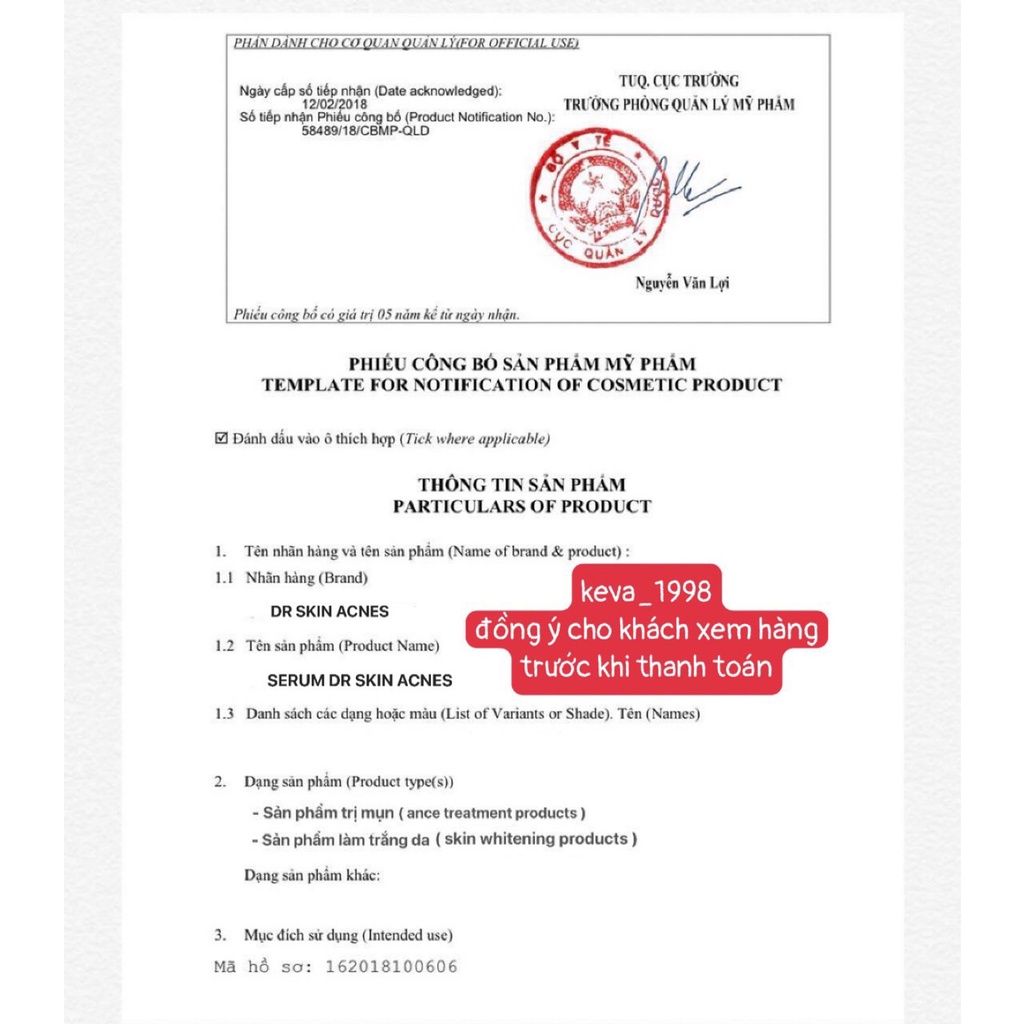 (cam kết chính hãng) SERUM XÓA MỤN THÂM DR.SKIN ACNES | BigBuy360 - bigbuy360.vn