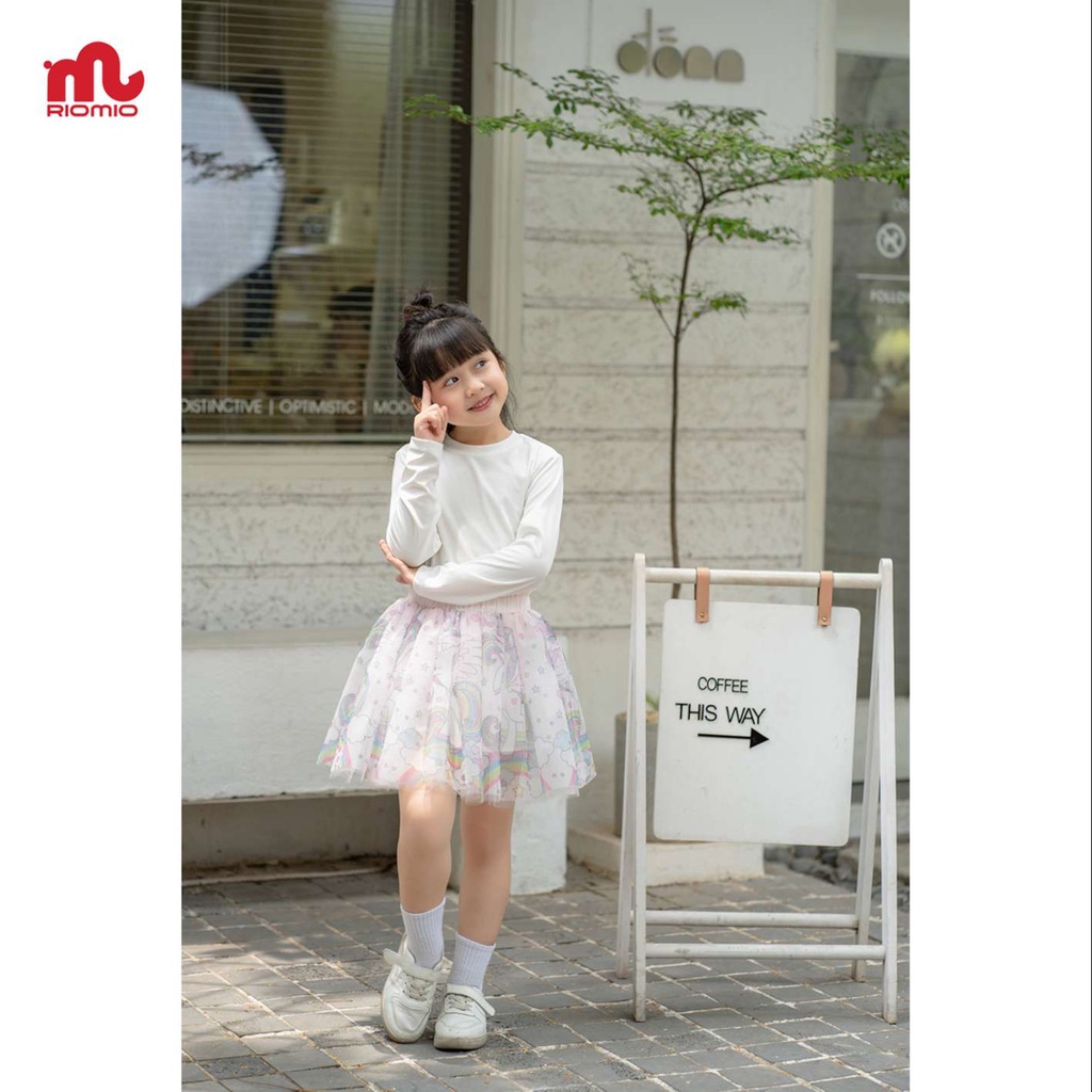 Chân váy cho bé gái 2-8 tuổi size 13-27kg RIOMIO dáng xòe 3 lớp lưới họa tiết xinh xắn