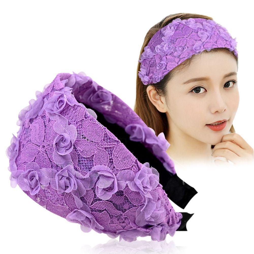 TWINKLE Băng Đô Cài Tóc Vải Lưới Chống Trượt Họa Tiết Hoa Đơn Giản Dễ Thương Cho Nữ