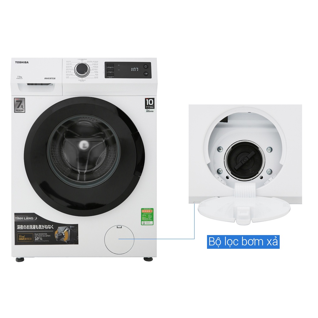 Máy giặt lồng ngang Toshiba Inverter 7,5Kg TW-BK85S2V(WK)