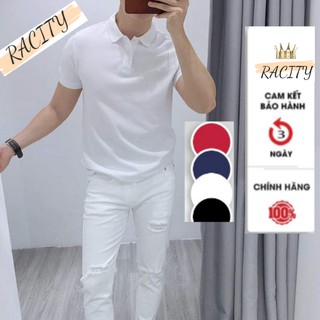 Áo Thun Nam Trơn Tay Ngắn có cổ bẻ đẹp Polo Nam cao cấp chất cotton RACITY AT01