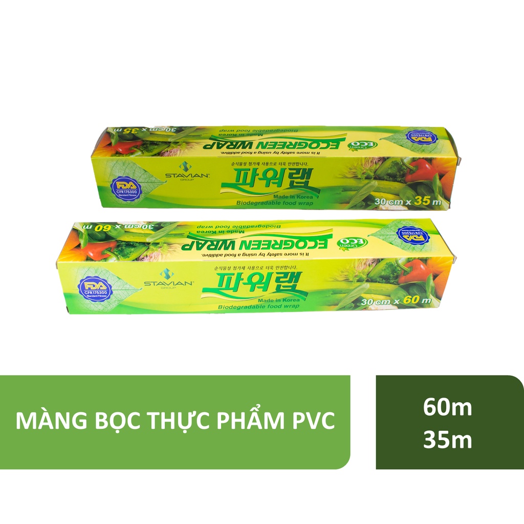 Màng bọc thực phẩm Power Wrap PVC tự hủy sinh học 30cmx 60m, 30cm x 35m