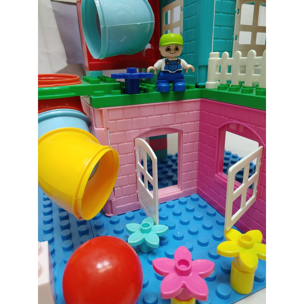 Đồ Chơi xếp hình Lắp Ghép cỡ Lego Duplo ngôi nhà 170 chi tiết, 2kg gạch nhựa ABS, gồm 2 tấm nền  made in VN - Sc012