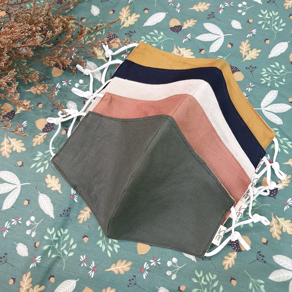 Khẩu Trang Vải 3 lớp Linen trơn Nemo, kháng khuẩn, lọc bụi, chống nắng, có nút tăng giảm dây khẩu trang - KT5MLN | BigBuy360 - bigbuy360.vn