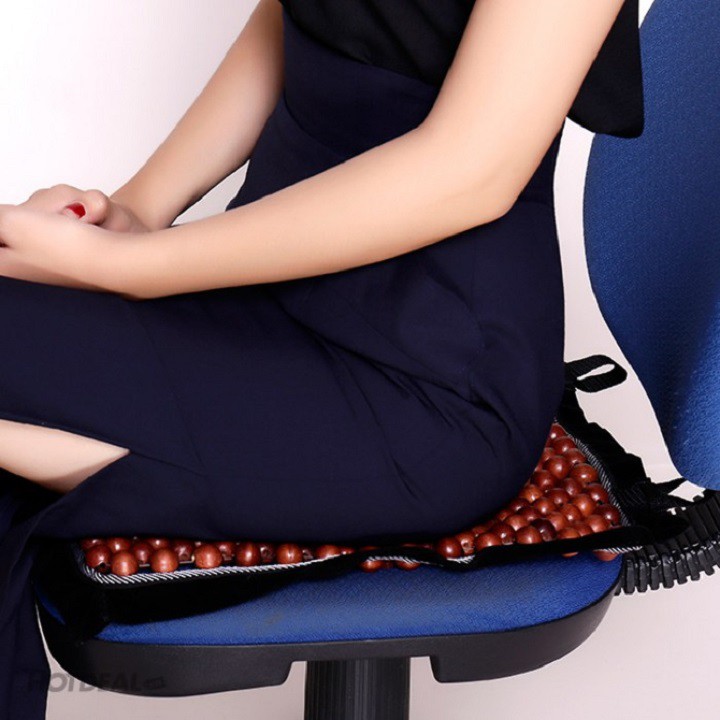 Đệm lót ghế hạt gỗ HƯƠNG đa năng [ghế văn phòng , ghế ô tô] - Ngăn ra mồ hôi, Massage hiệu quả