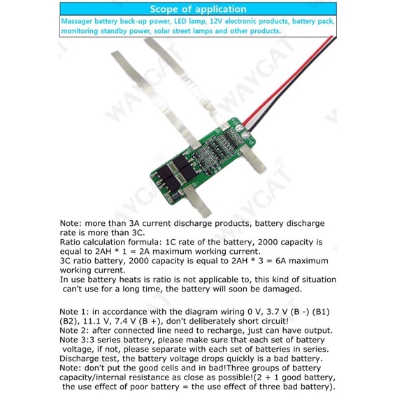 Mạch bảo vệ sạc pin Li-ion 3S 15A 18650 PCB BMS 11.1V 12V 12.6V