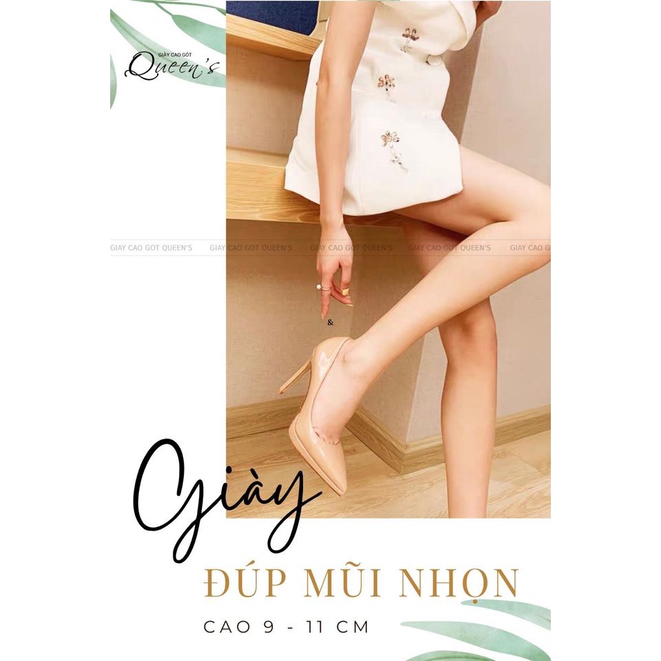 Giày Cao Gót Màu Da Đúp Bít Mũi Gót Nhọn, Mũi Nhọn Cho Nữ Tôn Dáng Thời Trang Cao Cấp Hàng Hiệu Cao 9-11 Phân Bảo Hành