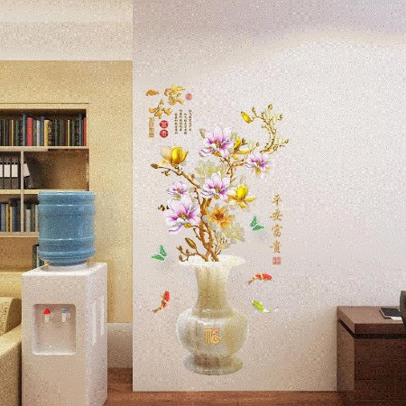 Decal dán tường  Bình hoa mai