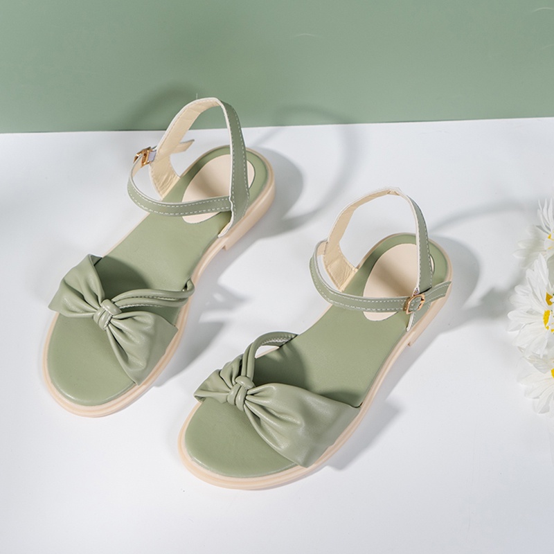 Xăng đan IELGY đế bằng đính nơ phong cách Hàn Quốc dành cho nữ