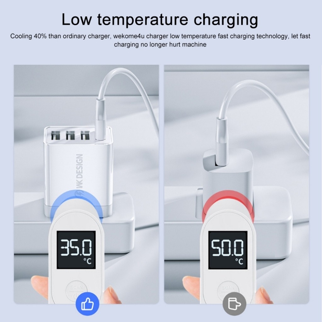CHÍNH HÃNG  Củ sạc 4 cổng USB QC3.0 4 18W WK WP-U125 Dòng Youpin , sạc Nhanh, Phích Cắm 4 cổng