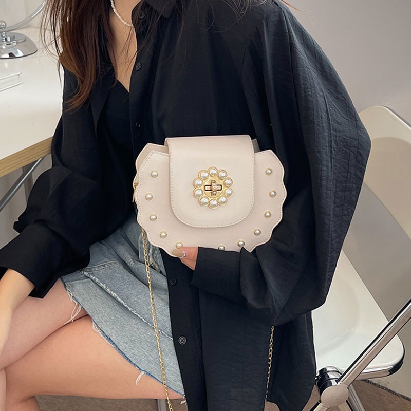 Túi đeo chéo YADOU đính ngọc trai giả thời trang xinh xắn cho nữ