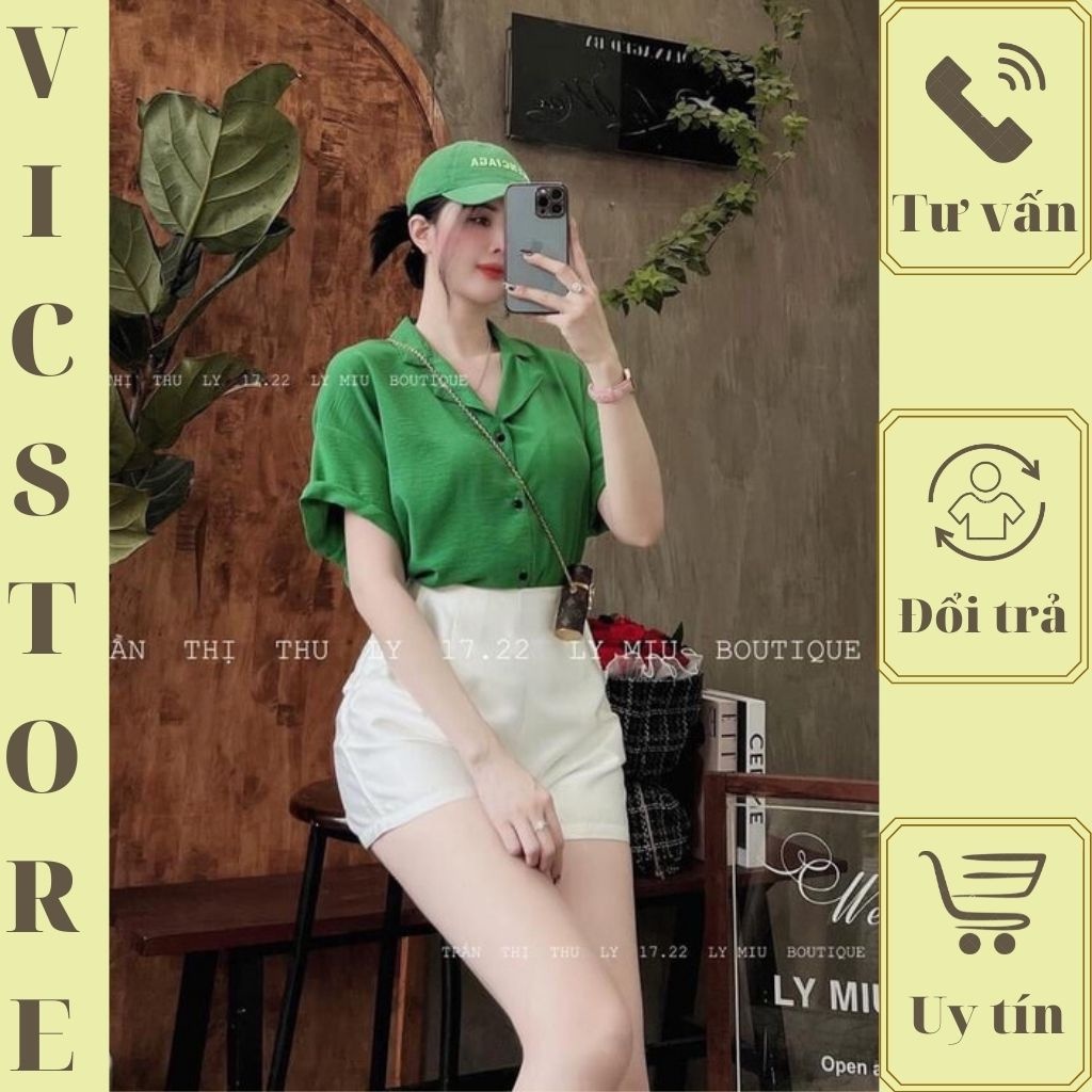 Sét sơ mi xanh chân váy trắng, diện em này thì quá tươi mát cho một mùa hè đầy nắng - VIC Store VC285