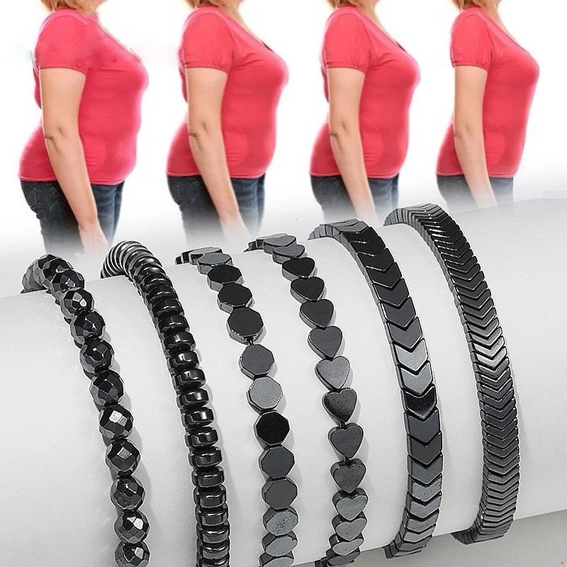 Vòng Tay Xâu Hạt Đá Hematite Màu Đen Thời Trang Unisex