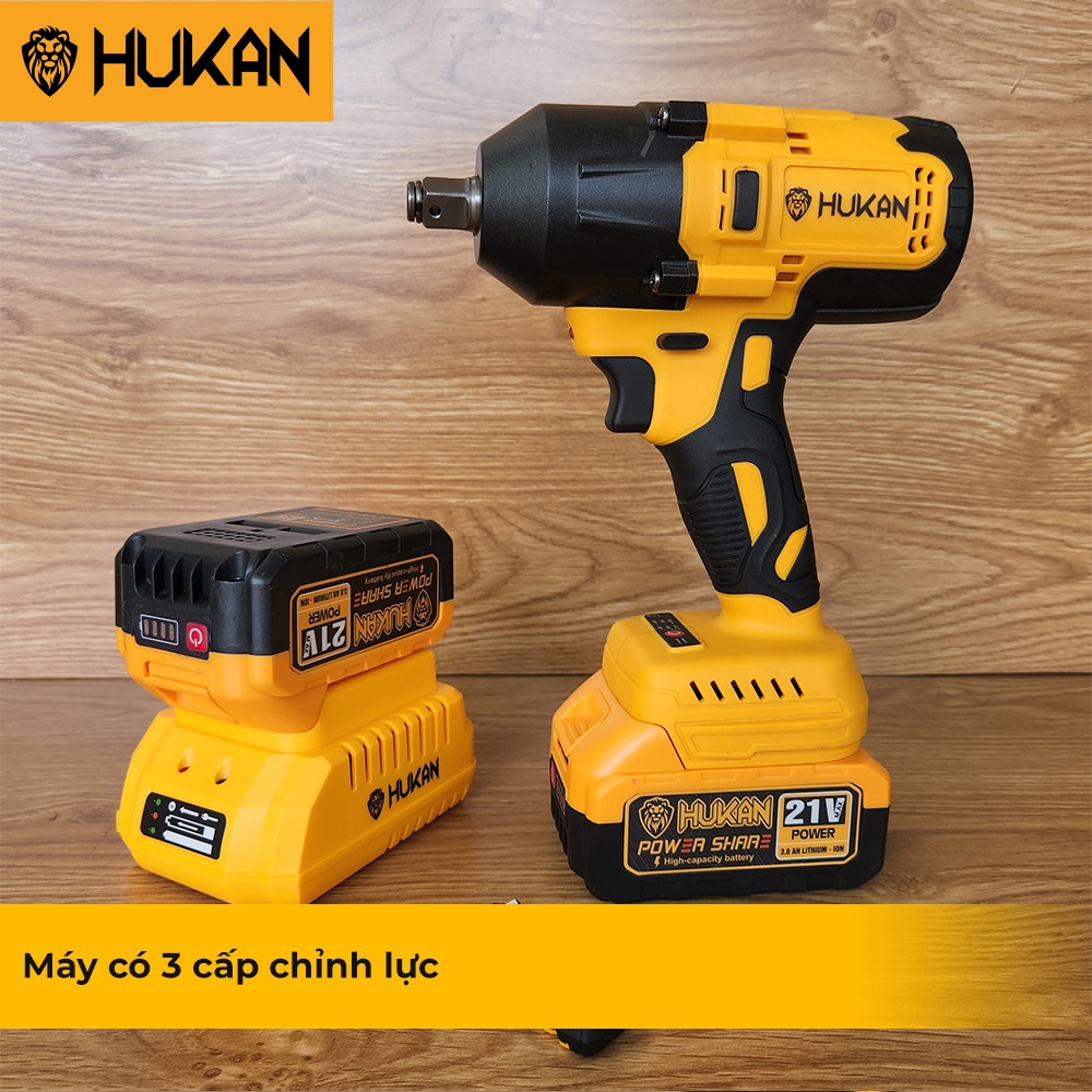 Máy Siết Bulong HUKAN F90 Lực Siết 600Nm, 3 Cấp Chỉnh Lực, Đầu Khẩu 22cm