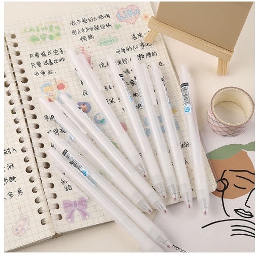 Bút bi bấm muji trong suốt siêu sang mực gel màu đen ngòi 0.5mm