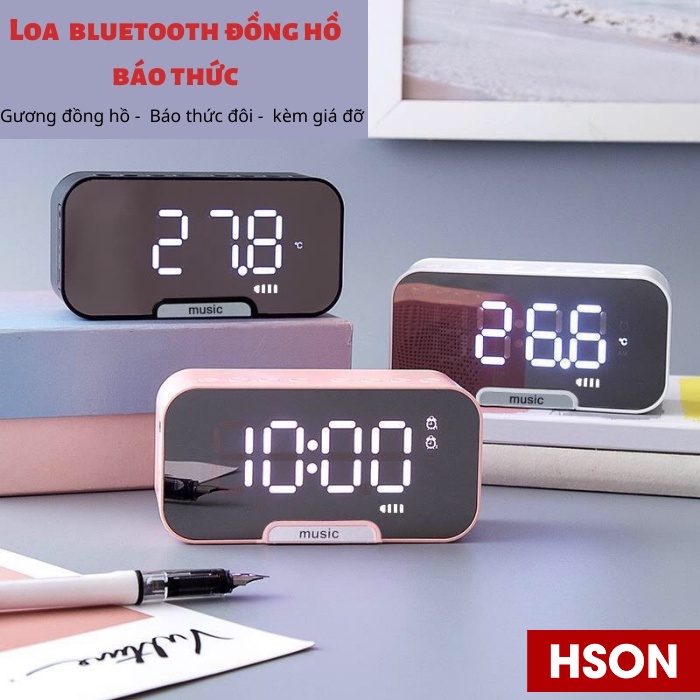 BẢO HÀNH 1 ĐỔI 1 -Loa đồng hồ bluetooth Q5 bản cao cấp nhất, loa nghe nhạc HSON kiêm báo thức, đài FM hiển thị đèn led