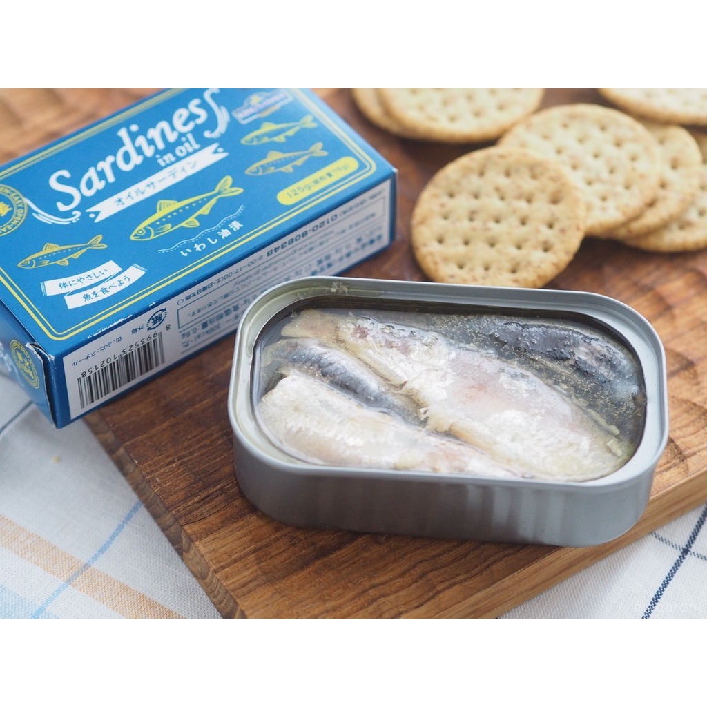 Cá mòi Halal Sardines in oil đóng hộp 125g nội địa Nhật Bản