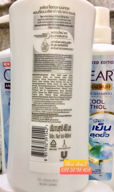 Dầu Gội Clear Bạc Hà Thái Lan 400ml Hết Sạch Gàu Mạnh Gấp 3 lần