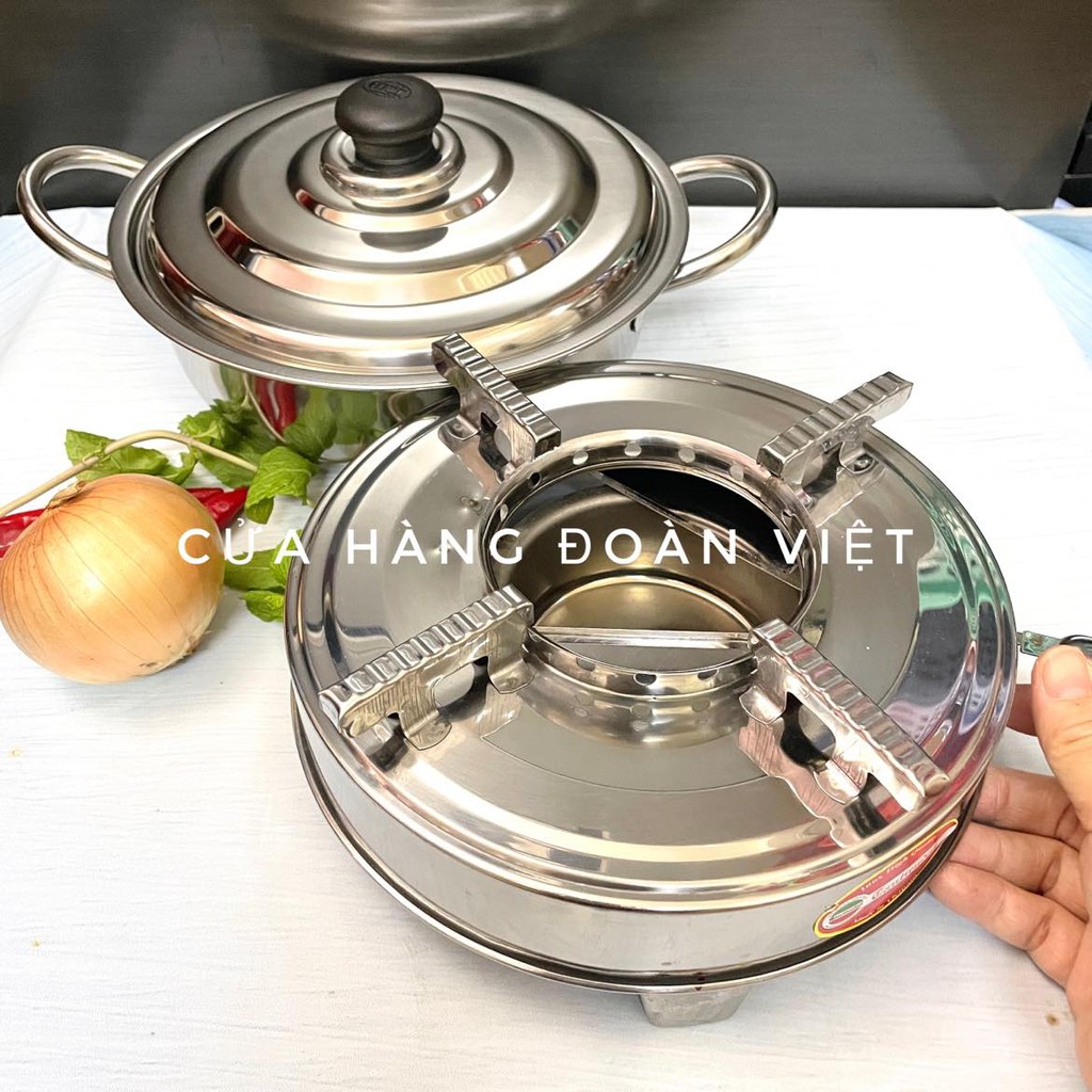 (COMBO) NỒI LẨU + BẾP CỒN - Chất liệu INOX DÀY, dùng chuyên nghiệp cho quán ăn - nhà hàng , tiện ích cho gia đình