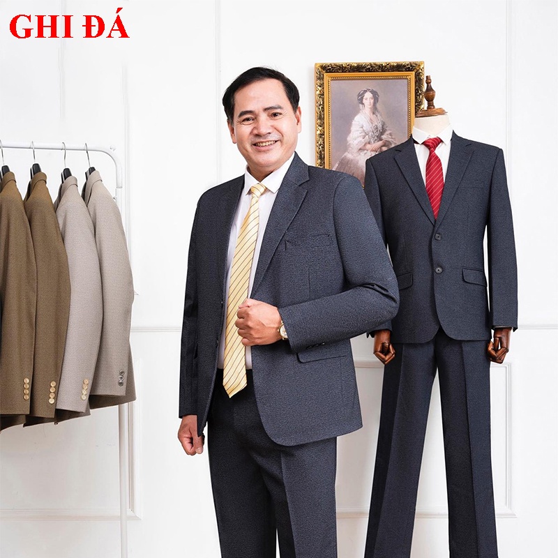 Bộ áo Vest Hồng Ngọc nam trung niên, Vest nam trung niên cao cấp