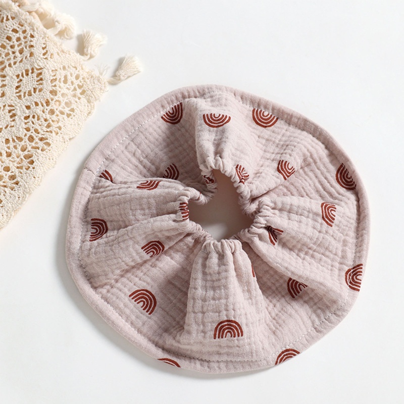 Yếm Ăn Cotton Hình Tròn Thoáng Khí Xoay 360 Độ In Họa Tiết Hoạt Hình Xinh Xắn Cho Bé