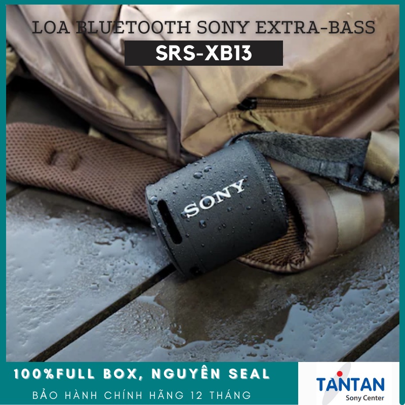 Loa BLUETOOTH EXTRA-BASS Sony SRS-XB13 | Chuẩn Kháng nước, bụi IP67 - Pin: 16h - Kết nối cùng lúc 2 loa - Cắm dây 253g.