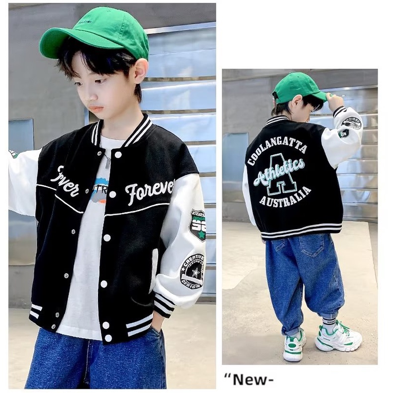 Áo khoác bóng chày BXPB tay dài thời trang mùa thu phong cách Hàn Quốc dành cho bé trai 3-15 - 12 tuổi