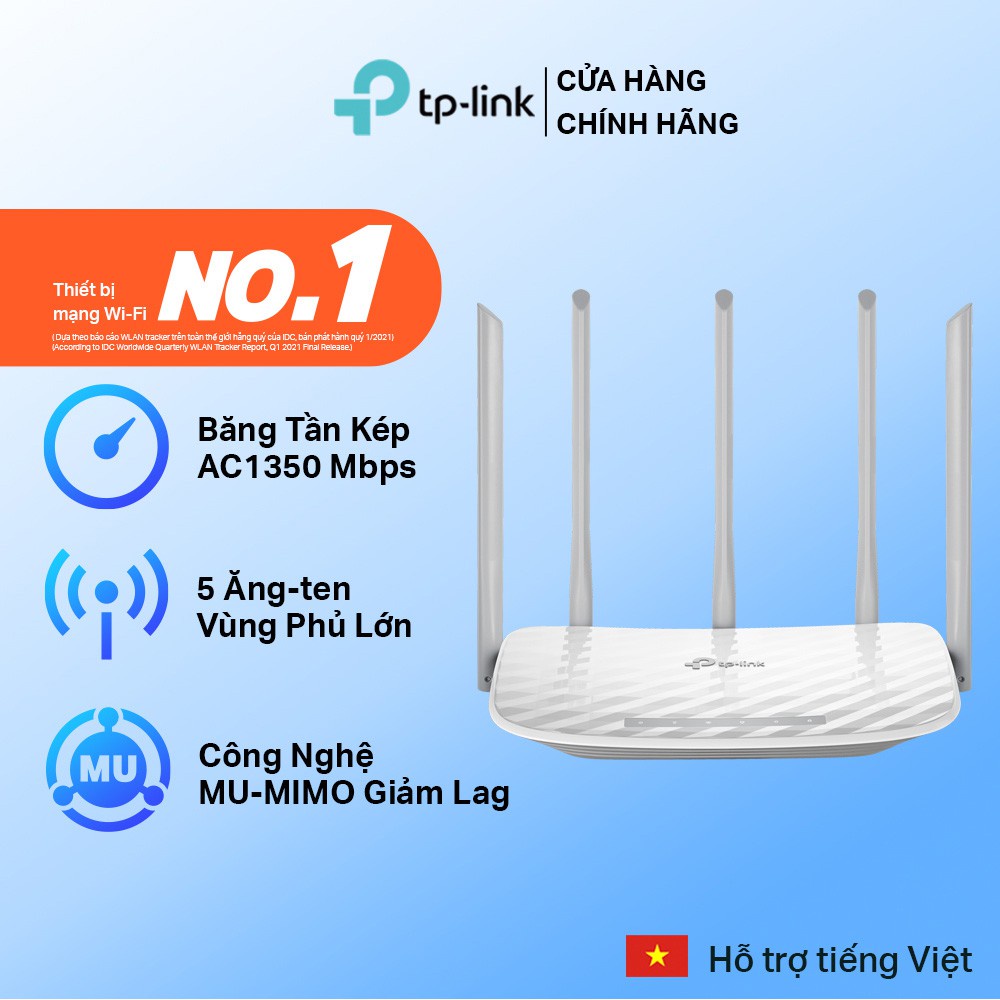 Bộ Phát Wifi TP-Link Archer C60 5 Ăng Ten Băng Tần Kép Chuẩn AC 1350Mbps - Hàng Chính Hãng