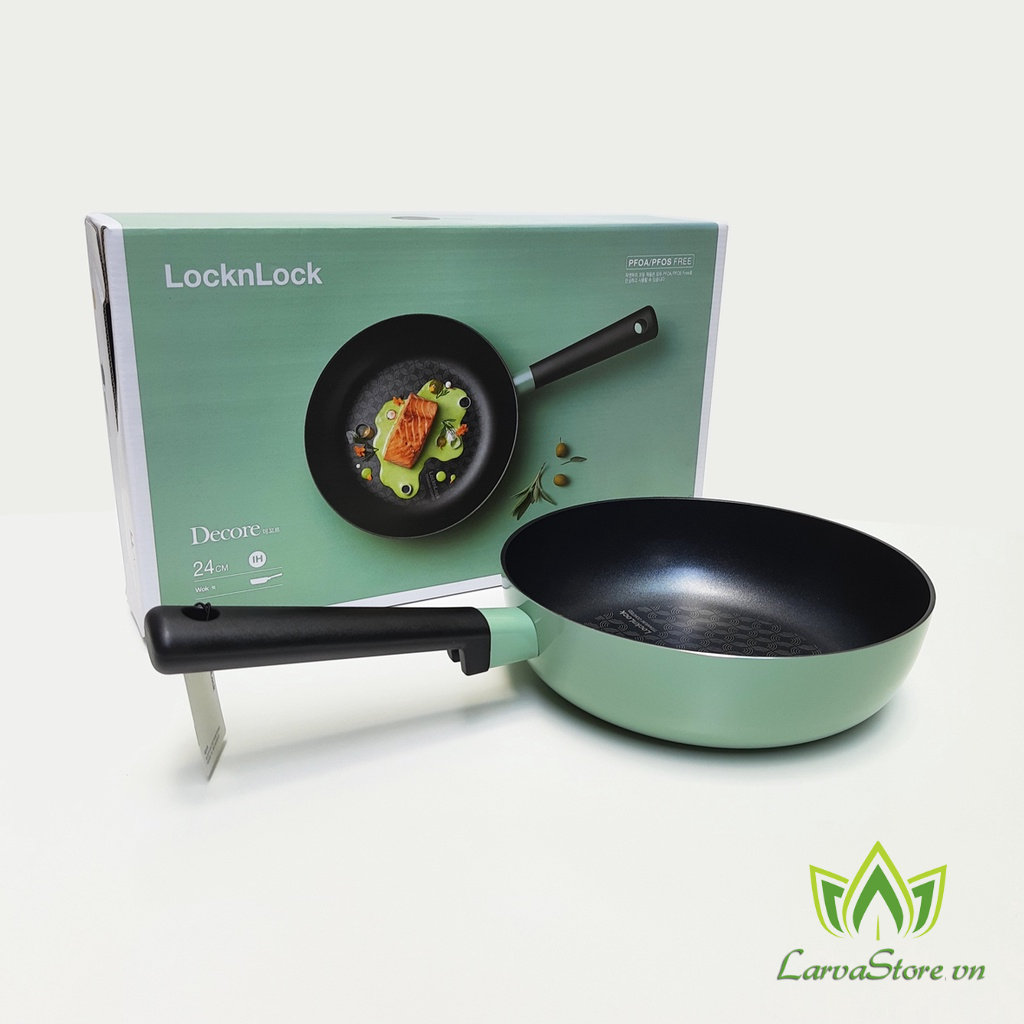 Chảo Sâu Lòng Decor LocknLock LDE1245IH 24cm Lớp Chống Dính Cực Bền - Đáy Từ - Xanh Mint