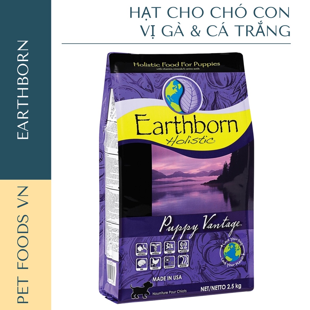 Hạt cho chó con EARTHBORN Puppy Vantage 12kg vị Cá Trắng &amp; Gà