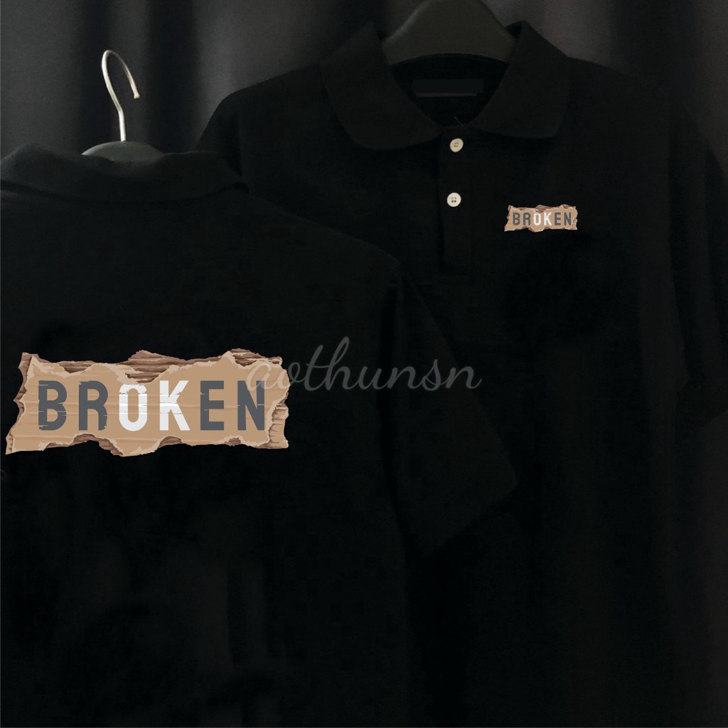 (aothunsn) Áo thun cổ trụ cổ bâu polo BROKEN (VẢI DA CÁ)