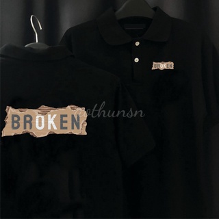Áo thun cổ trụ cổ bâu polo broken