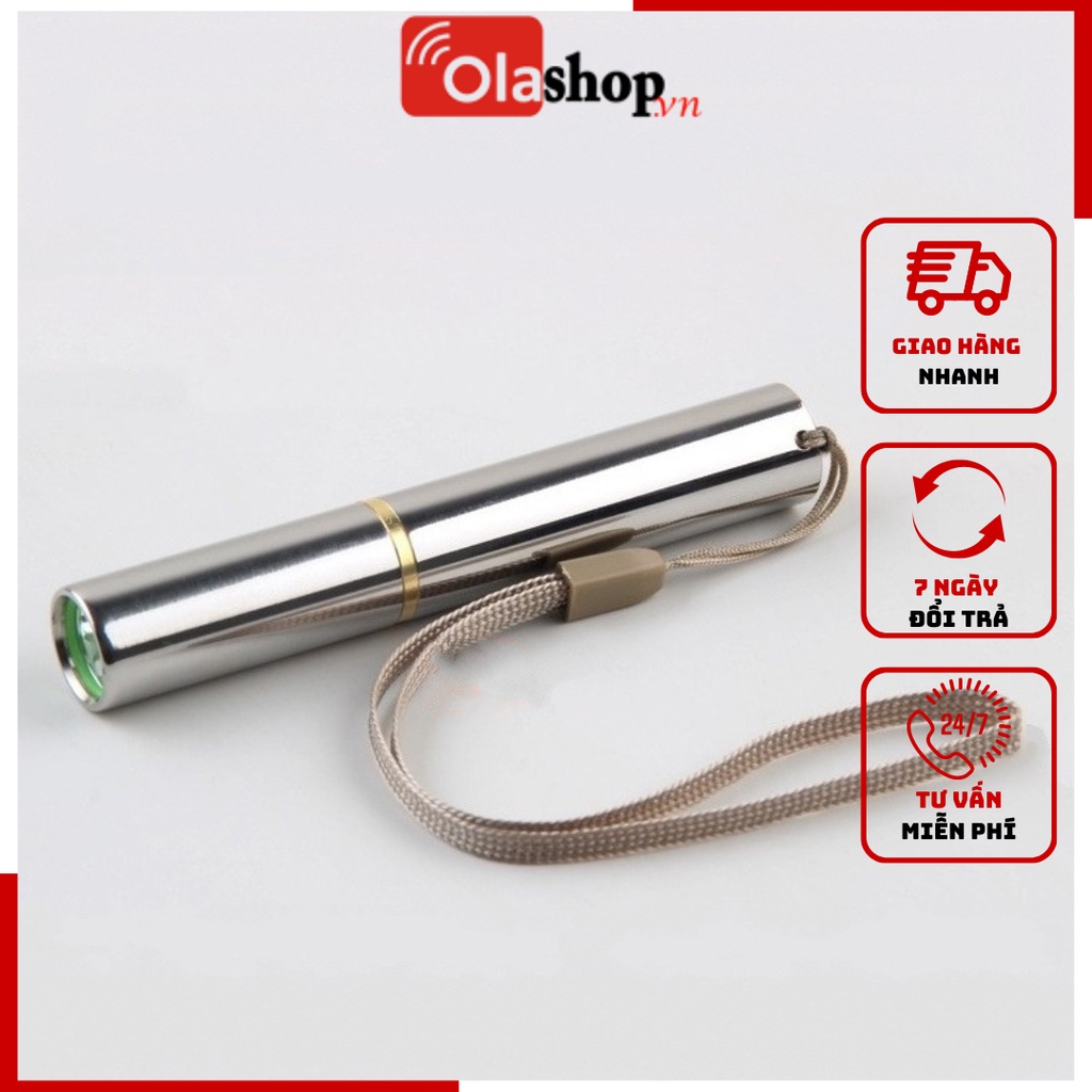 Đèn pin siêu sáng mini inox Cree XPE pin sạc lithium