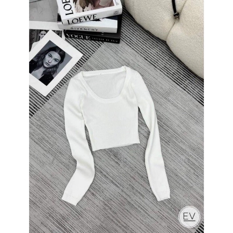 ÁO LEN TĂM CỔ U HÀNG QCL1 DÁNG ÔM SEXY MS16662