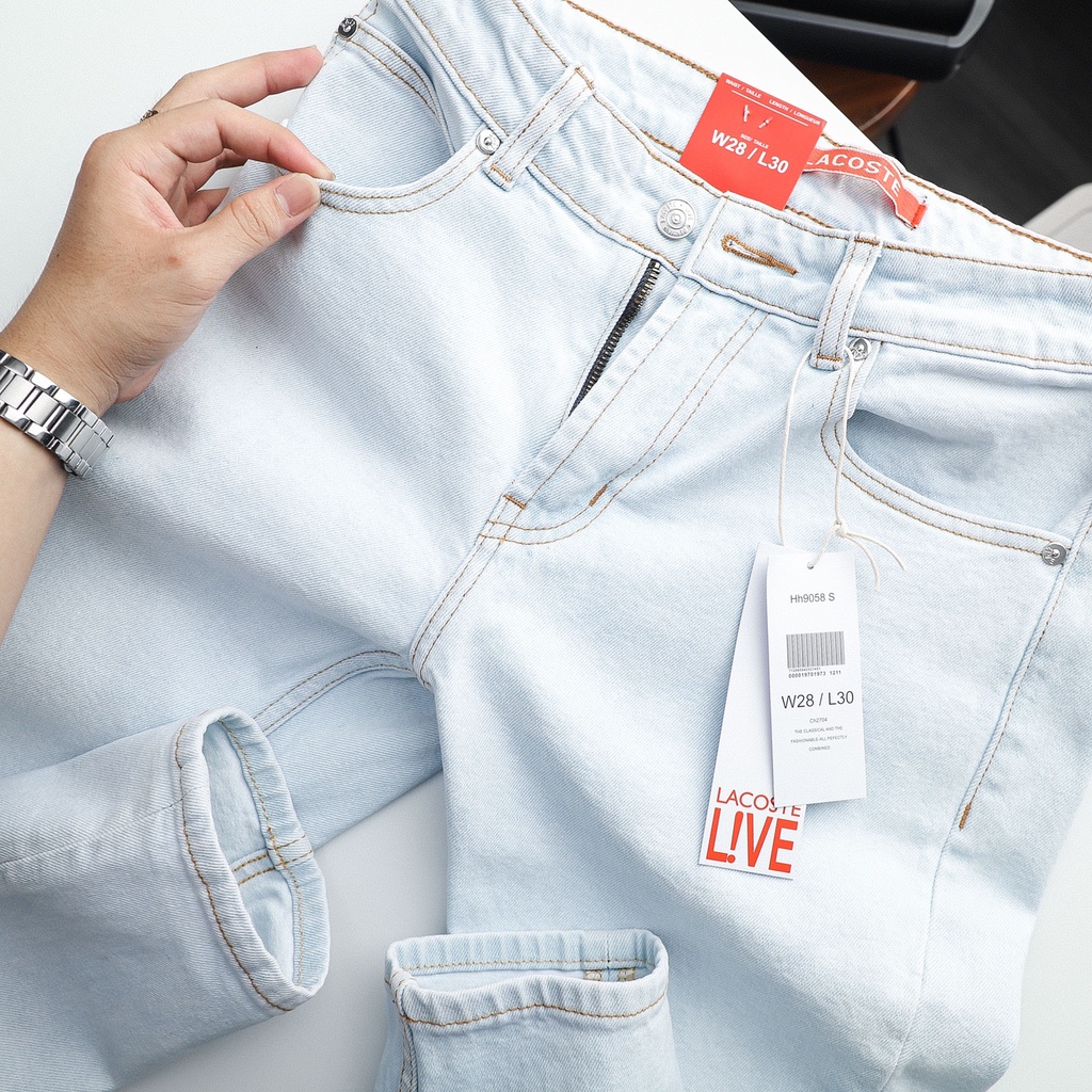 Quần jean dài nam Lcst xanh nhạt,Form Slimfit,chất vải co dãn,ống quần 15 - 18cm,hàng xuất dư-JLC 210416