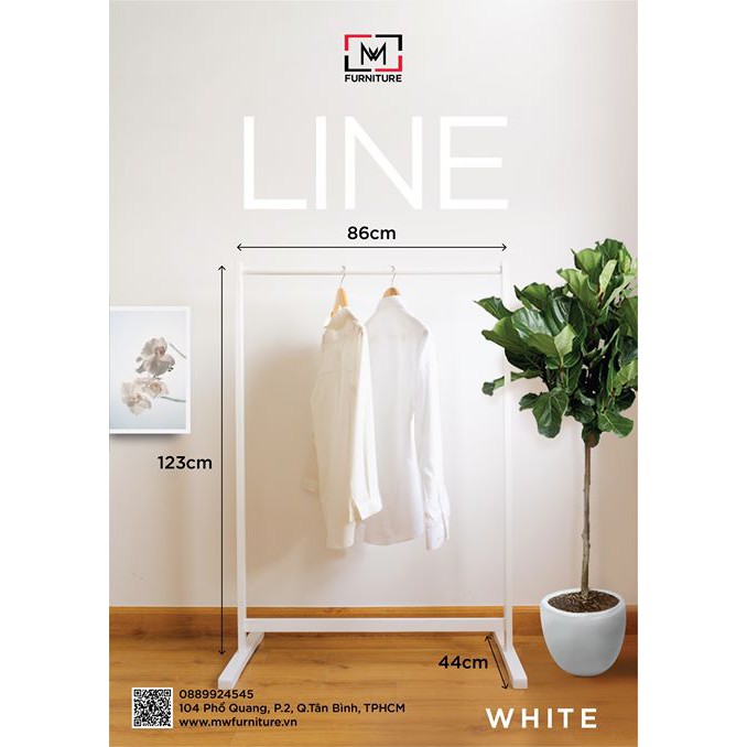 GIÁ TREO QUẦN ÁO XUẤT KHẨU HÀN QUỐC GỖ MÀU TRẮNG - LINE HANGER WHITE