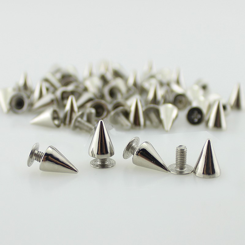 Bộ 50 Đinh Tán Hình Nón 7x10mm Màu Bạc Chuyên Dụng Cho Quần Áo Da diy