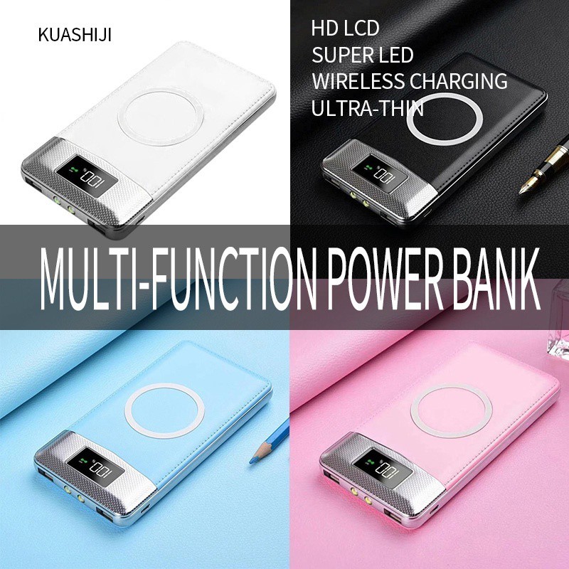 New Qi Fast Wireless Charger LED 20000mah Power Bank Super Charge