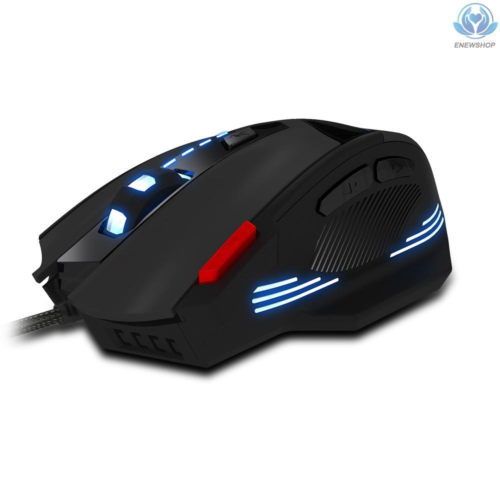 【enew】ZELOTES T-60 3200DPI Wired Gaming Mouse Optical Adjustable USB Computer Programmable LED Backlight Mice 7 Buttons Gaming Mouse for PC Laptop Gamer