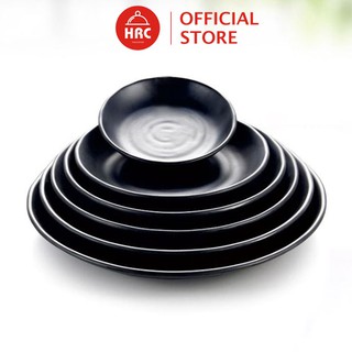 Đĩa tròn vuông lòng sâu [AN TOÀN][ĐẸP][CAO CẤP] Đĩa tròn vuông lòng sâu 100% melamine đen nhám đa dạng mẫu đủ size