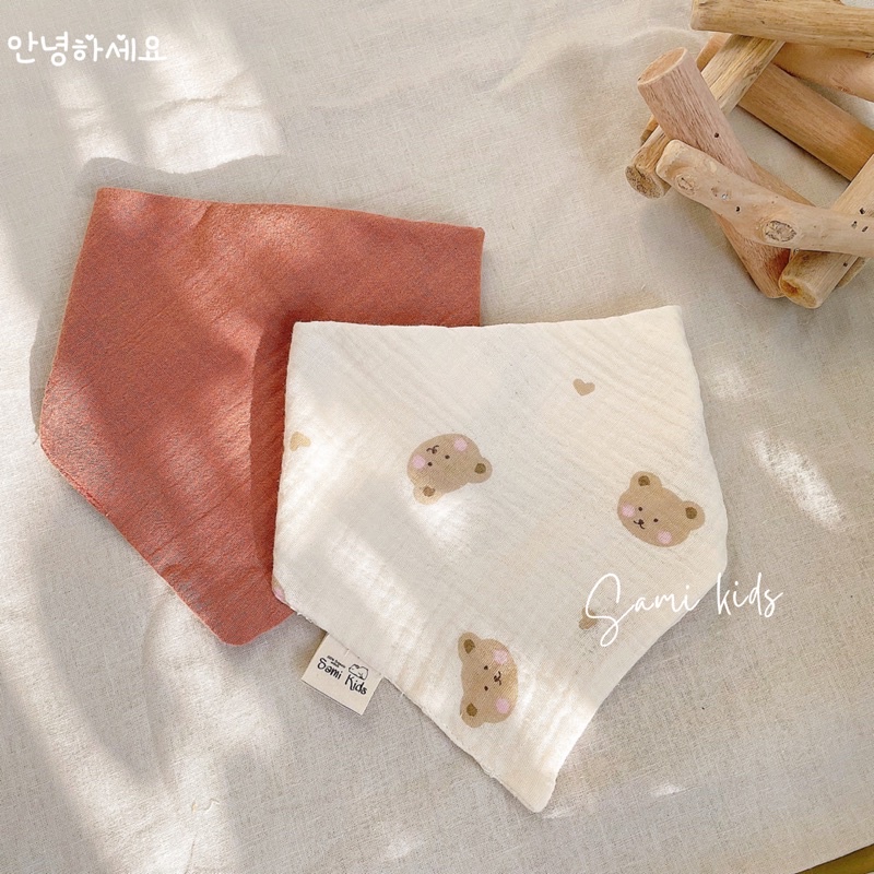 Yếm xô organic thấm hút tốt, giữ ấm cổ bé nằm điều hoà ( SET 2c)