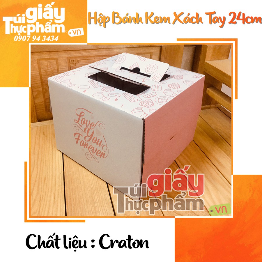 20 Hộp Bánh Kem Xách Tay 24cm