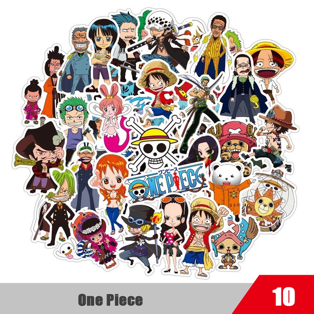 Y&P| Hình Dán Chống Nước One Piece Nhật Bản Anime Mũ Bảo Hiểm Máy Tính Xách Tay Hành Lý Dán Thiết Lập, 10 tờ