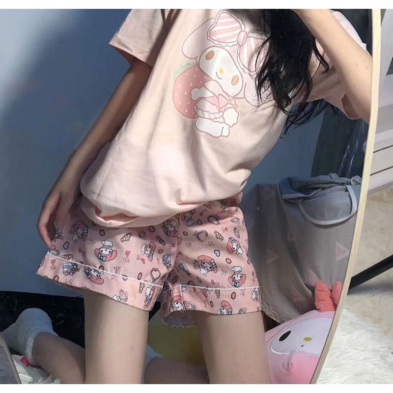 Bộ đồ ngủ quần đùi và áo màu hồng Sanrio My Melody 🧸